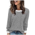 thumbnail image 1 of biudgviw Long Sleeve Shirts for Women Ribbed Knit Crew Neck Pullover Sweaters Color Block Casual Comfy Soft Fall Winter Trendy Tops, 1 of 7