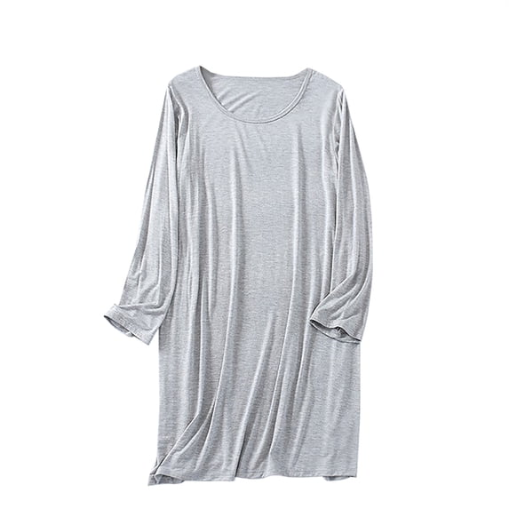 biudgviw Long Sleeve Sleep Shirts for Women Casual Crewneck Sleep Dress Lightweight Nightgown Oversized Comfy Loungewear