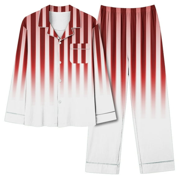 biudgviw Lounge Sets for Women Comfy Long Sleeve Buttons down Blouses with Pockets Printed Long Pants Sleepwear Pajama Sets