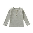 thumbnail image 1 of biudgviw Lounge Shirts for Baby Fall Soft Crewneck Buttons Basic Tees Casual Long Sleeve Girls Boys Cotton T-Shirts, 1 of 5