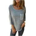 thumbnail image 1 of biudgviw Lounge Shirts for Women Fall Baggy 3/4 Length Sleeve Basic Tops Comfy Solid Color Round Neck Vacation T-Shirts, 1 of 7