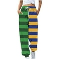 thumbnail image 1 of biudgviw Lounge Sweatpants for Women High Elastic Waisted Comfy Trousers with Pockets Fashion Striped Patchwork Pants, 1 of 5