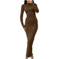 thumbnail image 1 of biudgviw Maxi Dresses for Women Fashion Long Sleeve Mock Neck Bodycon Dress Slim Lounge Fall Long Party Dress, 1 of 6