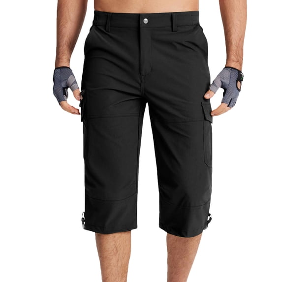 biudgviw Men's Capri Pants Button Waist Outdoor Work Shorts Lightweight Below Knee Length Hiking Cargo Shorts with Multi Pockets