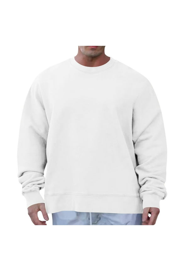 Men's Casual Sweatshirts Soft Long Sleeves Crewneck Sweatshirts Winter Warm Fleece Pullover Sweatshirt for Men