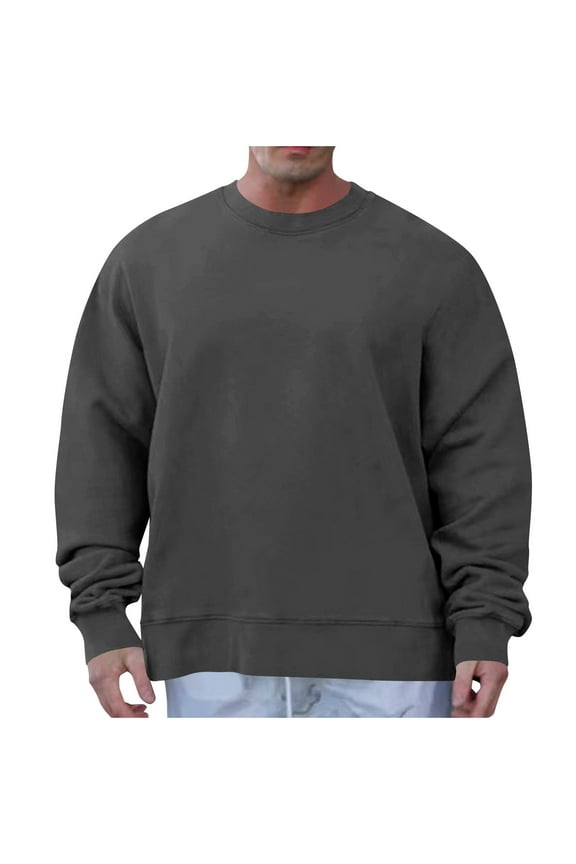 Men's Casual Sweatshirts Soft Long Sleeves Crewneck Sweatshirts Winter Warm Fleece Pullover Sweatshirt for Men