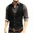 thumbnail image 1 of biudgviw Men's Formal Suit Vest Business Casual Tweed V Neck Waistcoat Wedding Party Slim Fit Sleeveless Jacket with Pockets, 1 of 6