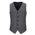 thumbnail image 1 of biudgviw Men's Formal Suit Vest Button Down V Neck Waistcoat Vintage Casual Business Dress Sleeveless Jacket for Wedding, 1 of 7