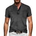 thumbnail image 1 of biudgviw Men's Henley Short Sleeve Shirt Casual Stylish Soft Basic Tees Lightweight Cotton Button T-Shirts for Summer, 1 of 6