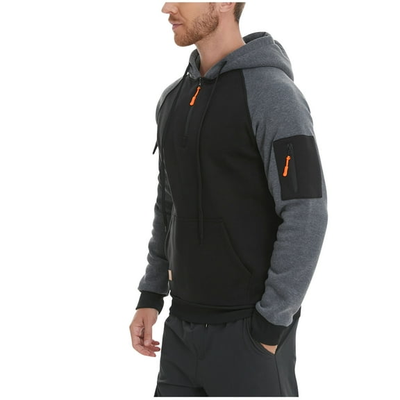 biudgviw Men's Quarter Zip Hoodies Pullovers Casual Color Block Drawstring Sweatshirt Soft Long Sleeve Basic Shirts with Pockets