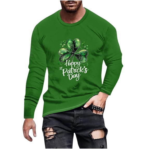 biudgviw Men's St.Patrick's Day Shirt Festival Print Soft Long Sleeve Graphic Tees Oversized Casual Crewneck Workout Top