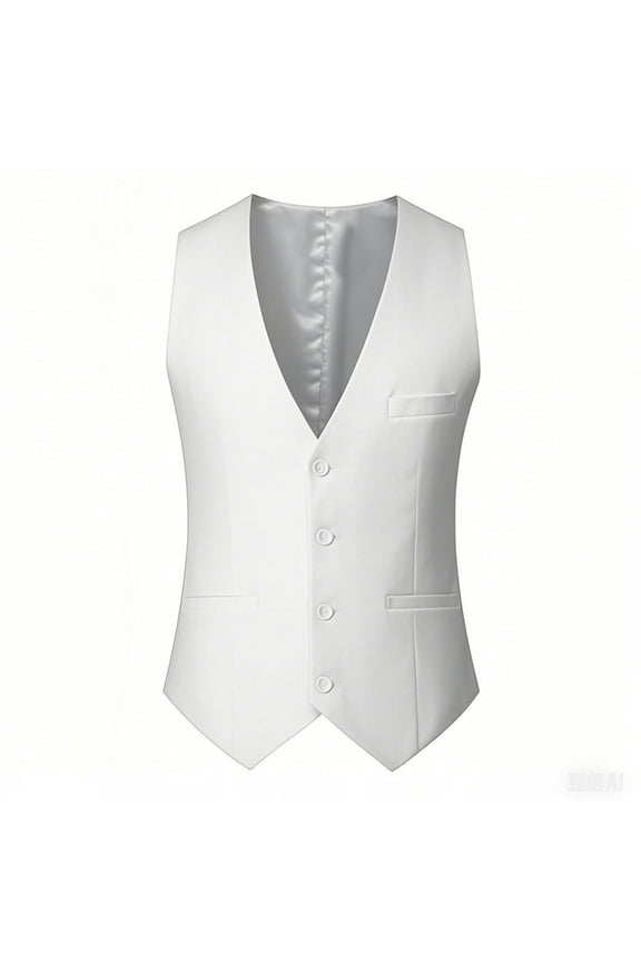Men's Suit Vest Business Dress Button Down Sleeveless Jacket Slim Fit Casual V Neck Waistcoat for Wedding Party
