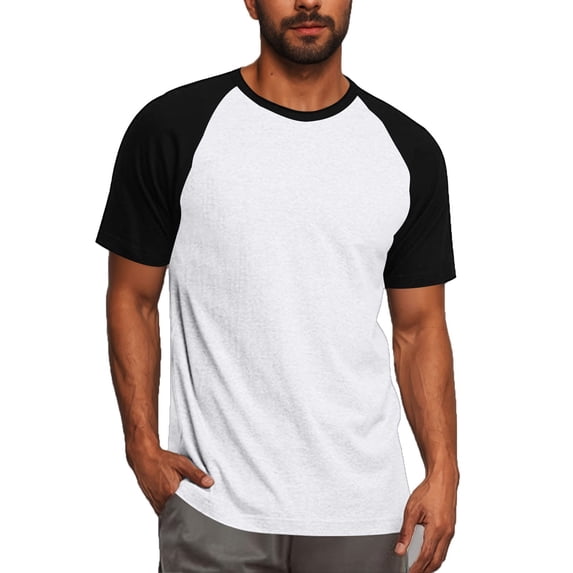 biudgviw Men's T Shirt Color Block Workout Crewneck Lightweight Tops Casual Slim Fit Sports Short Sleeve Basic Tee Shirts S-XXXL