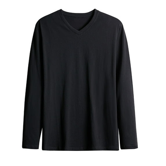 biudgviw Mens Big and Tall Shirts Cotton Long Sleeve Lightweight Basic Tees Oversized Casual V Neck Base Layer Top M-4XL