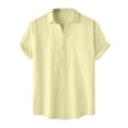 thumbnail image 1 of biudgviw Mens Button Down Shirt Solid Short Sleeve Dress T-Shirt Lightweight Casual Lapel Loose Fit Work Tops with Pocket, 1 of 7