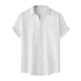 thumbnail image 1 of biudgviw Mens Button Down Shirt Solid Short Sleeve Dress T-Shirt Lightweight Casual Lapel Loose Fit Work Tops with Pocket, 1 of 7