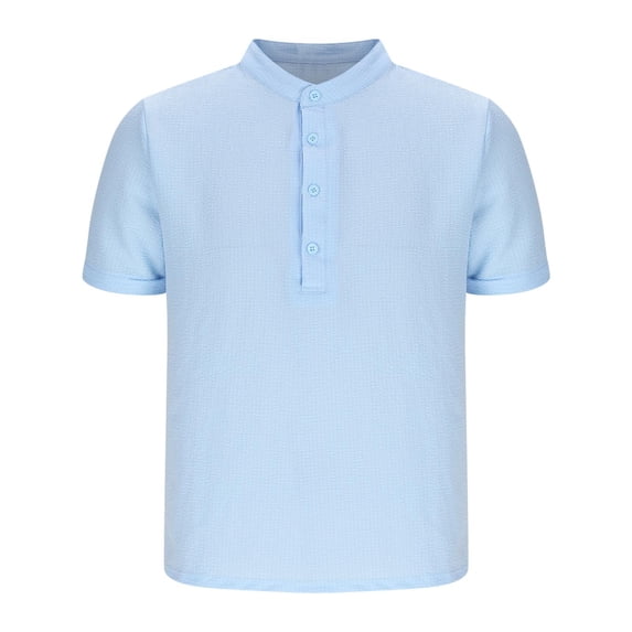 biudgviw Mens Casual Henley Shirts Fashion Comfy Short Sleeve T-Shirts Stand Collar Basic Tee Tops Summer Clothes S-XXXL