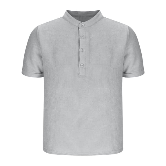 biudgviw Mens Casual Henley Shirts Fashion Comfy Short Sleeve T-Shirts Stand Collar Basic Tee Tops Summer Clothes S-XXXL