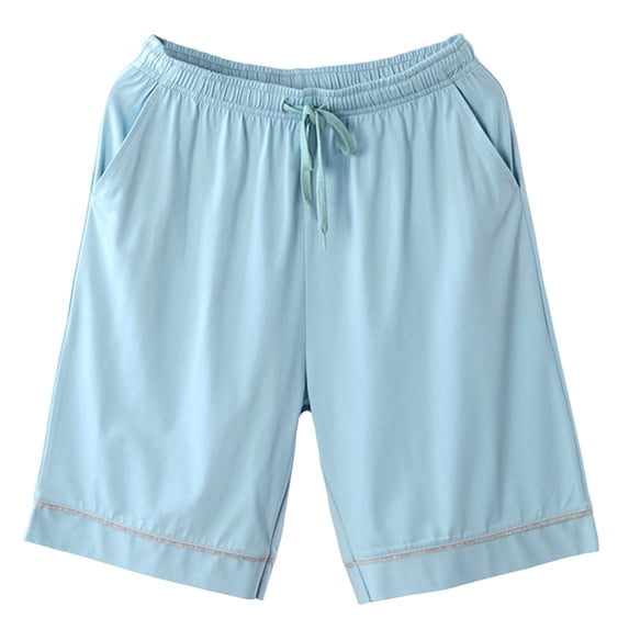 biudgviw Mens Cotton Shorts Drawstring Casual Baggy Shorts Lightweight Elastic Waist Lounge Shorts Pj Bottoms with Pockets