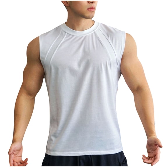 biudgviw Mens Muscle Tank Tops Pleated Sleeveless Workout Athletic Shirts Summer Casual Fitted Outdoor Crewneck Tees