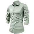 thumbnail image 1 of biudgviw Mens Silk Satin Dress Shirts Long Sleeve Button Down Shirt Regular Fit Business Casual Outfits for Prom Party Wedding, 1 of 2