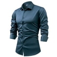 thumbnail image 1 of biudgviw Mens Silk Satin Dress Shirts Long Sleeve Button Down Shirt Regular Fit Business Casual Outfits for Prom Party Wedding, 1 of 2