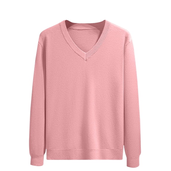 biudgviw Mens Sweaters Soft Stretch V Neck Solid Color Basic Knitted Sweaters Fall Winter Casual Long Sleeve Pullover Tops