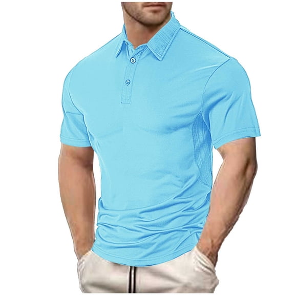 biudgviw Mens T Shirts Button Lapel Fitted Muscle Shirts Casual Short Sleeve Workout Runinng Tee Tops Gym Clothes S-XXXL