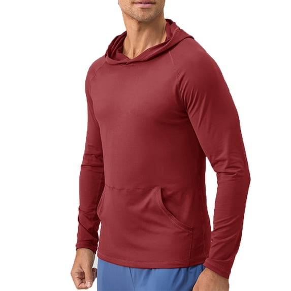 biudgviw Mens Workout Hoodie Slim Fitted Long Sleeve Moisture Wicking Shirts Breathable Training Fitness Hooded Top with Pocket