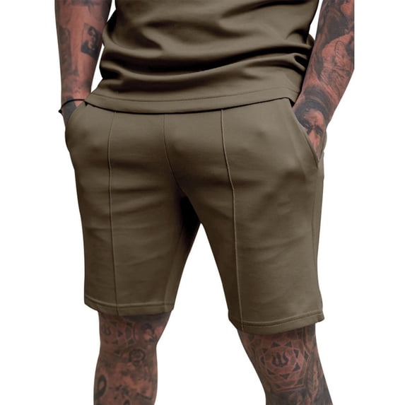 biudgviw Mens Workout Shorts Elastic Waist Drawstring Casual Shorts Lightweight Slim Pleated Sweat Shorts with Pockets