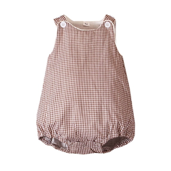 biudgviw Newborn Baby Girl Bodysuit Plaid Sleeveless Tank Romper Infant Summer Clothes Cute Buttons Casual Onesies(Red,12-24 Months)