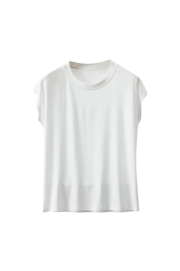 Night Shirts for Women Sleepwear Crew Neck Cap Sleeves Pajama Top Solid Color Basic Shirts Casual Soft Loungewear Pj Tee