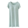 thumbnail image 1 of biudgviw Nightgowns for Women Short Sleeve Padded Nightshirts Casual Crewneck Striped Pajama Dress Loose Soft Sleepwear, 1 of 4