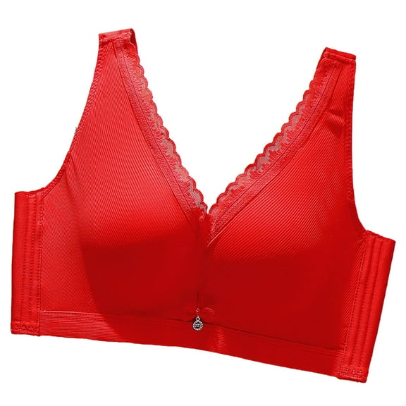 biudgviw No Underwire Bras for Women Wireless Lace V Neck High Support Push up Bras Front Trim Comfort Full Coverage Bras