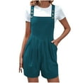 thumbnail image 1 of biudgviw Overalls for Women One Piece Bib Shortalls Rompers Square Neck Sleeveless Pleated Wide Leg Short Jumpsuits with Pockets, 1 of 6