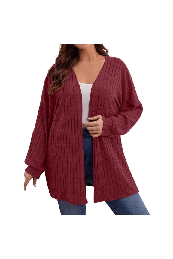 Oversized Cardigans for Women Plus Size Lightweight Long Sleeve Ribbed Knit Sweater Comfy Casual Open Front Fall Winter Cover Ups