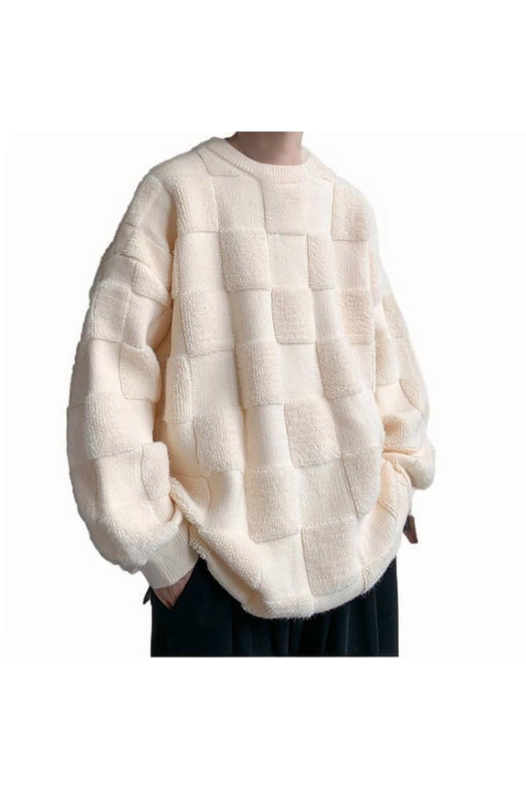 Oversized Sweaters for Men Comfy Loose Fuzzy Long Sleeve Warm Pullover Sweaters Winter Soft Thicked Knitted Tops