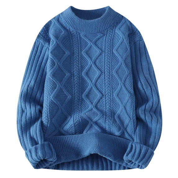 biudgviw Oversized Sweaters for Men Soft Stretch Crewneck Long Sleeve Thermal Pullover Tops Fall Winter Baggy Knitted Sweaters