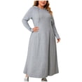 thumbnail image 1 of biudgviw Oversized Sweatshirt Dresses for Women Lounge V Neck Long Maxi Dress Fashion Long Sleeve Plus Size Dress, 1 of 1