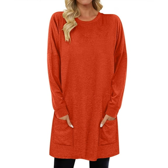 biudgviw Oversized Sweatshirt for Women Casual Long Sleeve Pullover Tops Fall Loose Crewneck Long Outerwear with Pockets