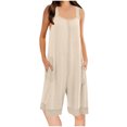 thumbnail image 1 of biudgviw Pajama Jumpsuits for Women Square Neck Strap Tank Top Sleep Shorts Rompers One Piece Loose Fit Wide Leg Pj Sets with Pockets, 1 of 6