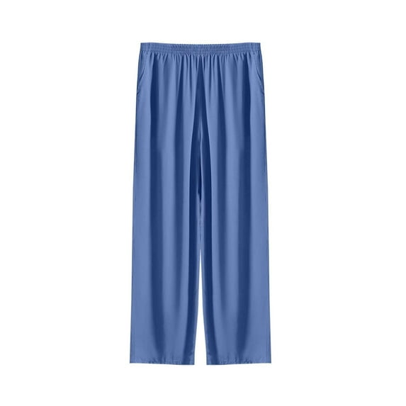 biudgviw Pajama Pants for Men Soft Elastic Waisted Sleep Pants Comfy Solid Color Wide Leg Lounge Pjs Bottoms Sleepwear