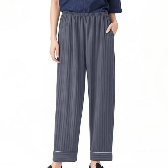 biudgviw Pajama Pants for Women Comfy Ribbed Wide Leg Sleep Pants Soft Plus Size Loungewear Loose Fit Comfortable Pj Bottoms