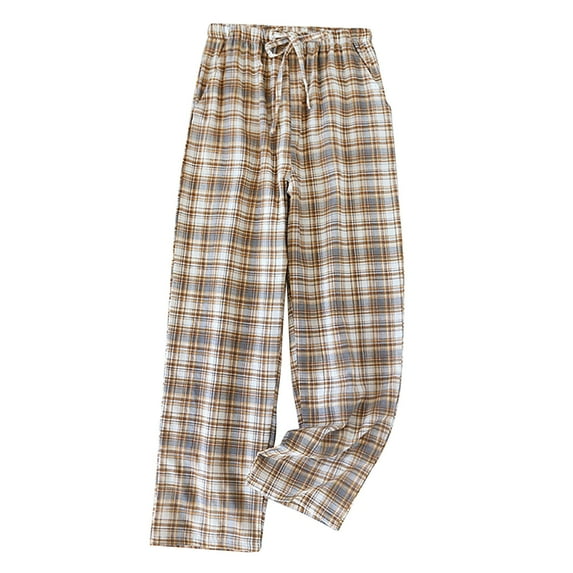 biudgviw Pajama Pants for Women Cotton Comfy Wide Leg Plaid Pants Lightweight Baggy Drawstring Elastic Waisted Sleepwear with Pockets