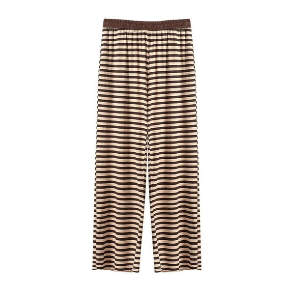 biudgviw Pajama Pants for Women Plus Size Elastic Waisted Striped Wide Leg Lounge Pants Comfy Casual Baggy Sleepwear