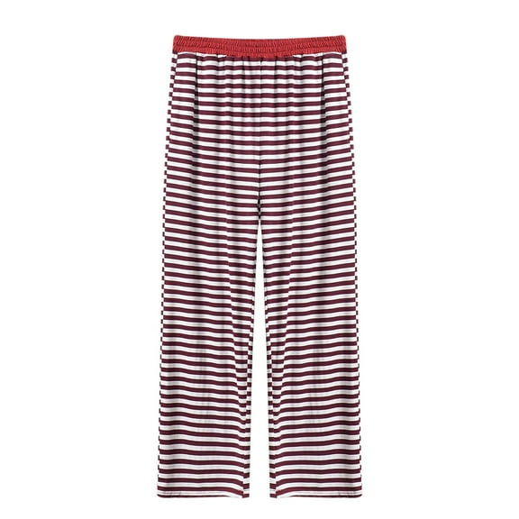 biudgviw Pajama Pants for Women Plus Size Elastic Waisted Striped Wide Leg Lounge Pants Comfy Casual Baggy Sleepwear