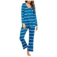 thumbnail image 1 of biudgviw Pajama Sets for Women Soft Stretch Long Sleeve V Neck Printed Shirts Lounge Straight Leg Long Pants Pjs Sleepwear Sets, 1 of 5