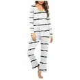 thumbnail image 1 of biudgviw Pajama Sets for Women Soft Stretch Long Sleeve V Neck Printed Shirts Lounge Straight Leg Long Pants Pjs Sleepwear Sets, 1 of 5