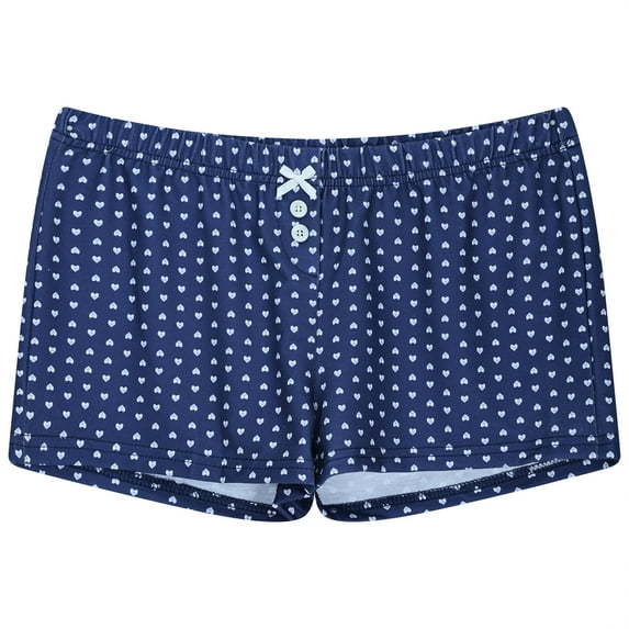 biudgviw Pajama Shorts for Women Low Rise Heart Printed PJ Bottoms Summer Comfy Loungewear Bow Tie Cute Sleep Shorts