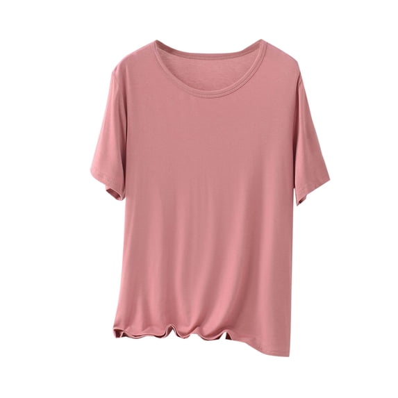 biudgviw Pajama Tops for Women Plus Size Short Sleeve Sleep Shirts Lightweight Comfy Soft Crew Neck Loungewear Oversized Basic Tees